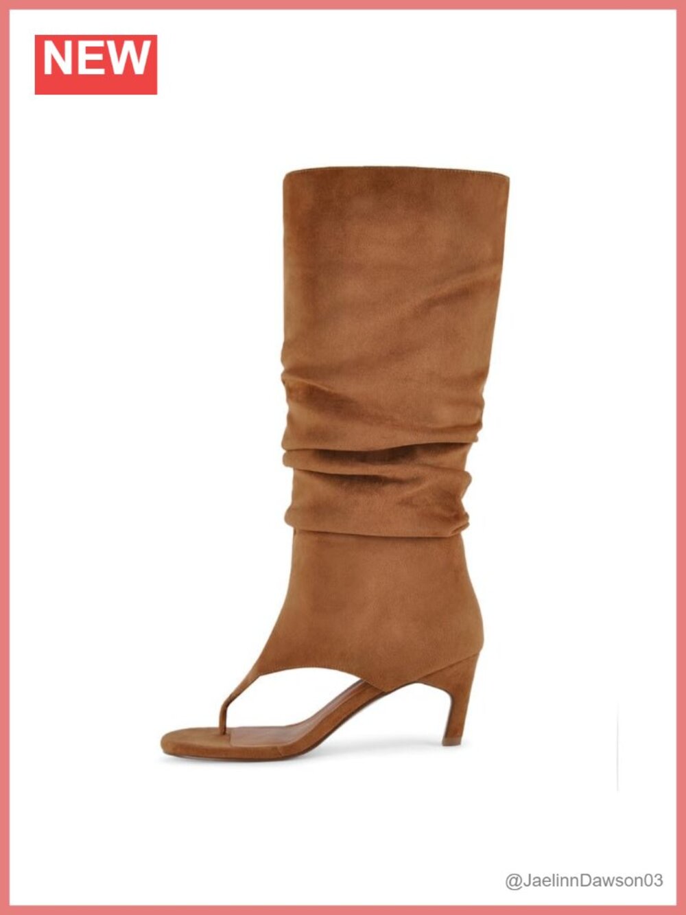 Women's Slouchy Thong Sandal Boots Kitten Heel Faux Suede Open Toe